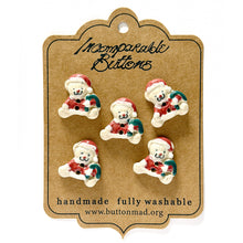 Load image into Gallery viewer, 5 Christmas Bear Buttons.