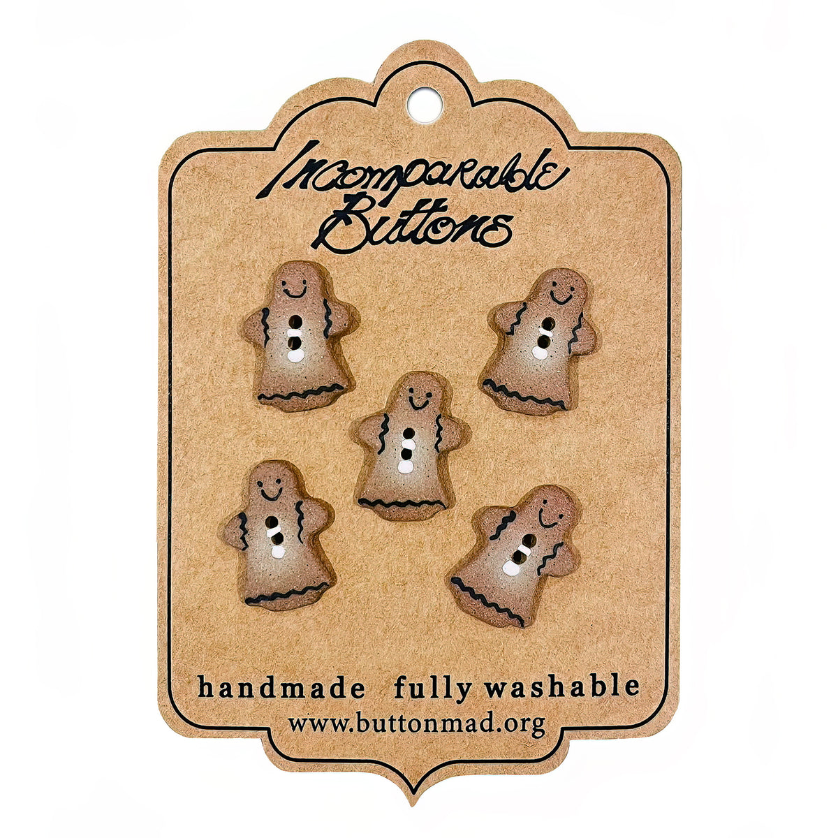 5 Christmas Gingerbread Lady Buttons. – ButtonMad