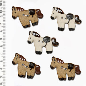 L121 Brown and White Horse Buttons