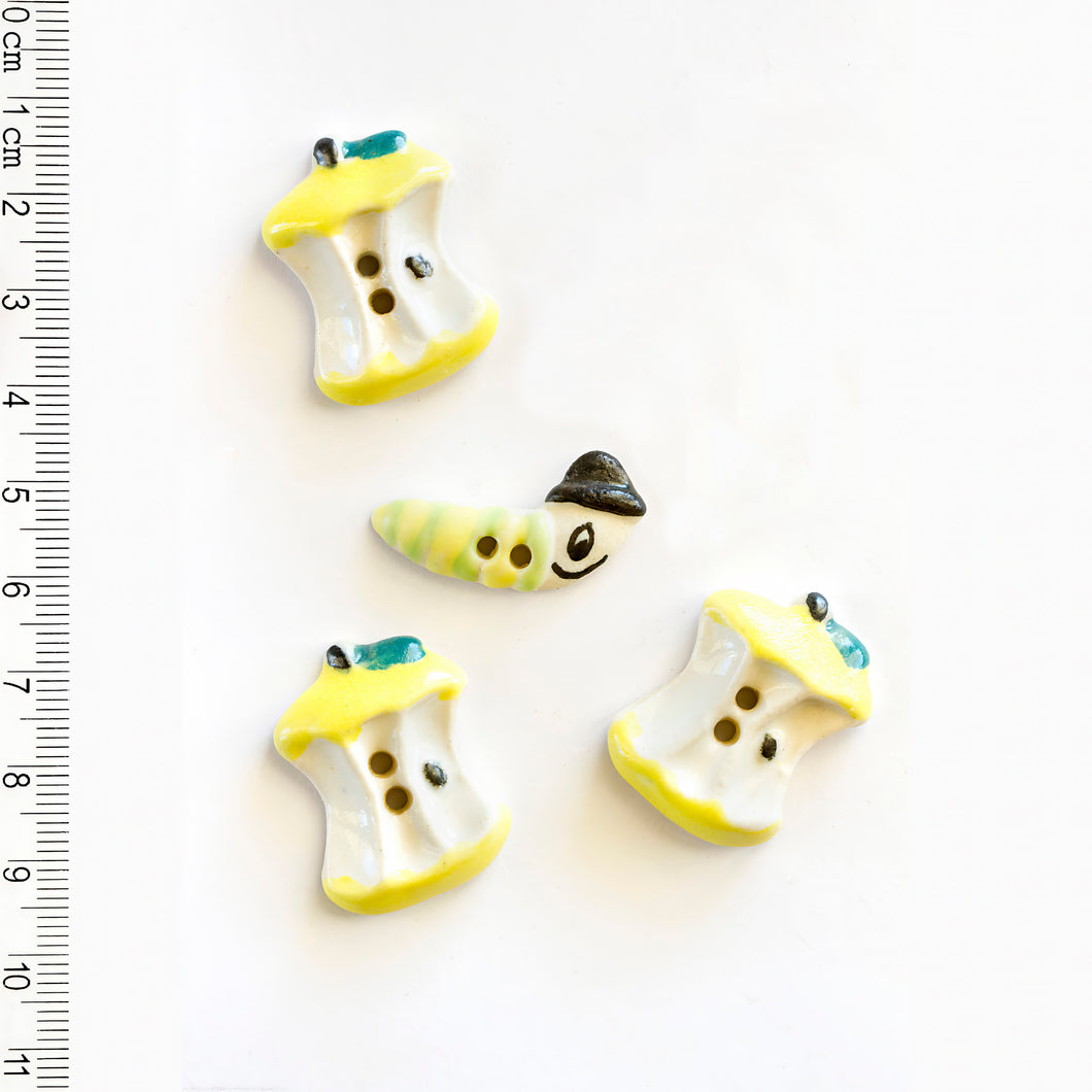 L001 Worm & Apple Core Buttons