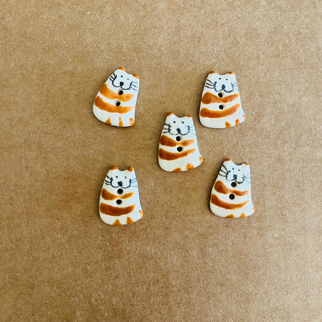 x50 Orange Smiling Cat Buttons